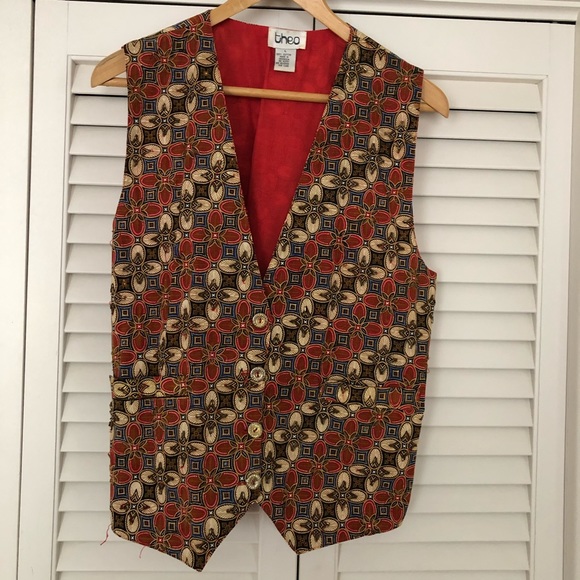 Cute cotton beaded gold button front vest - Picture 1 of 5